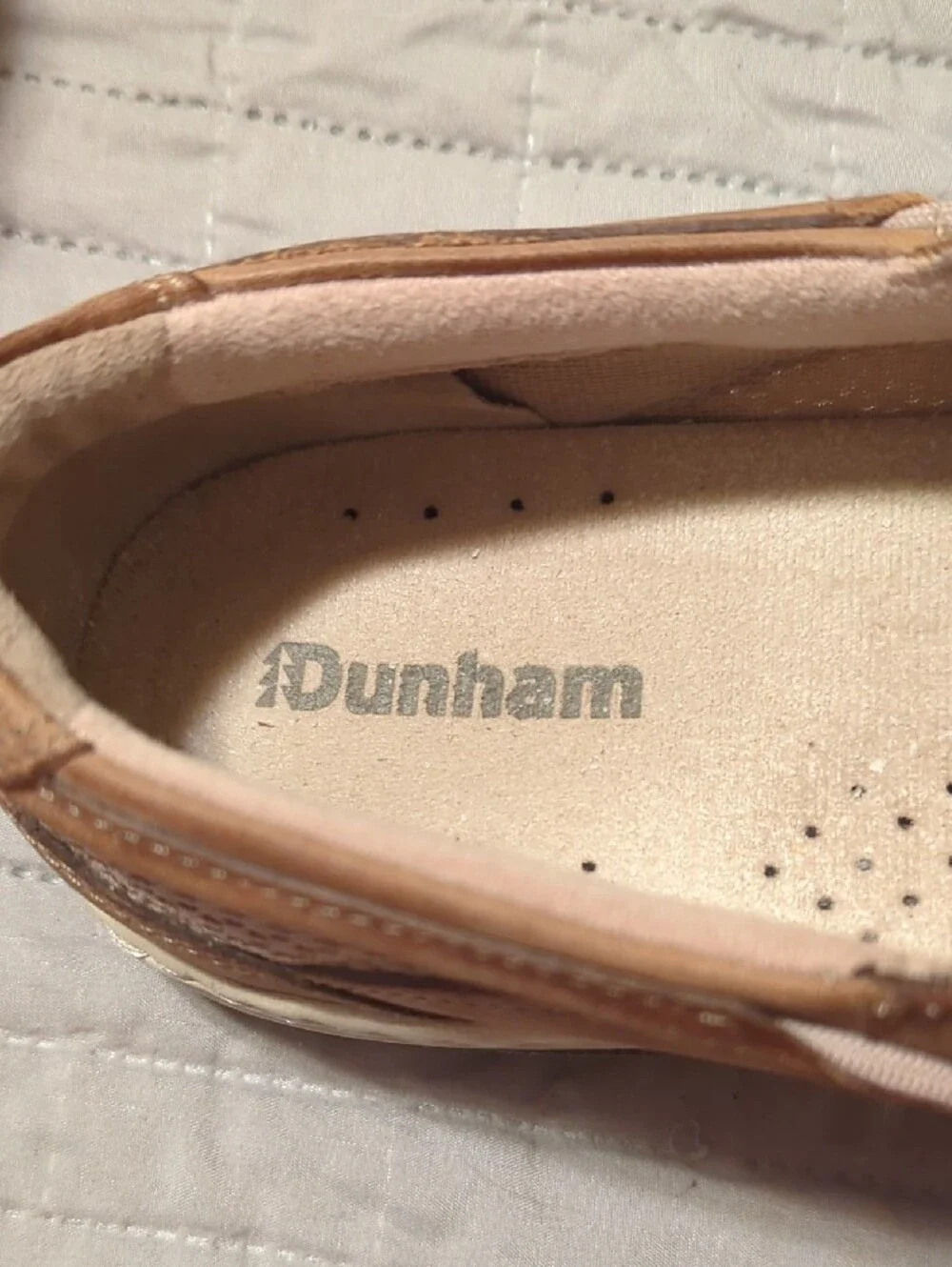 Dunham Brown Leather Men's Boat Shoes with Light Brown Laces